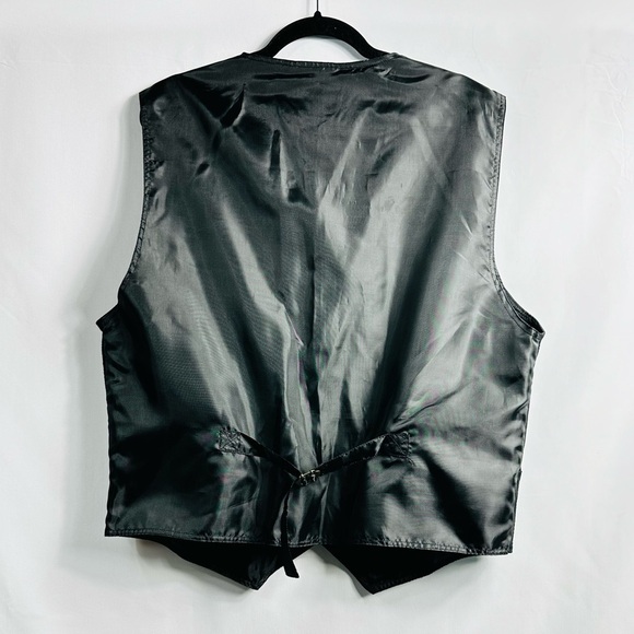 Vintage Basic Editions Genuine Leather Men’s Sz Large Black Button Down Vest - Picture 3 of 9